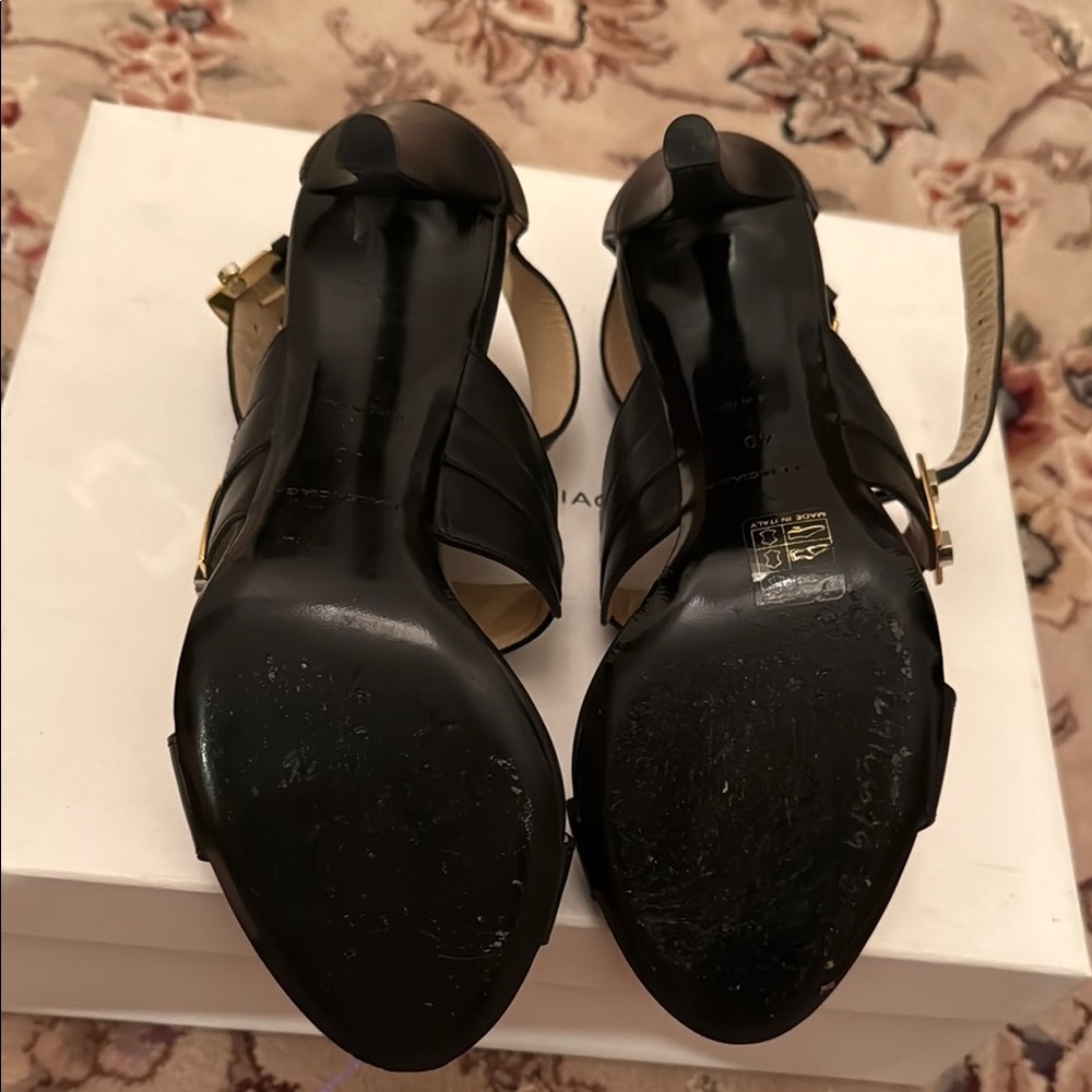 Balenciaga Sandal Pelle S. cuoio Veau Poli Black Women's Heels made in Italy 40 - Picture 6 of 9